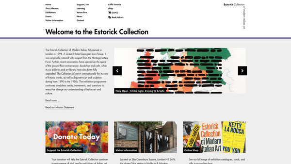Screenshot of the Eric And Salome Estorick Foundation website