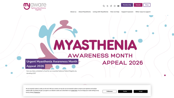 Screenshot of the Myaware website