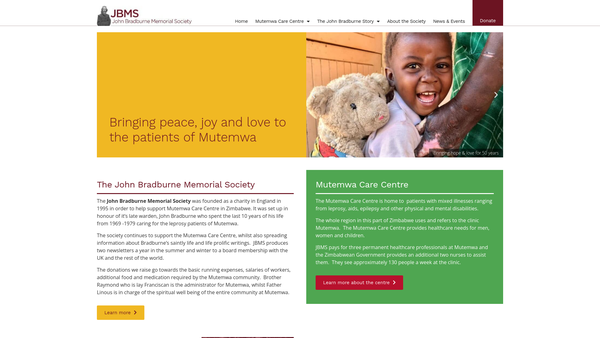 Screenshot of the John Bradburne Memorial Society website