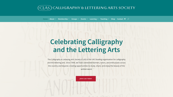 Screenshot of the Calligraphy And Lettering Arts Society website