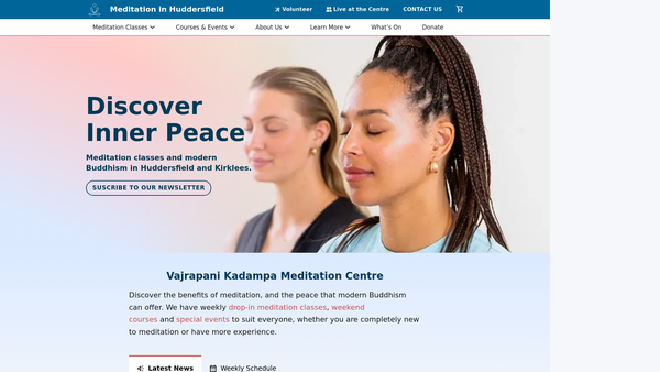 Screenshot of the Vajrapani Kadampa Meditation Centre website