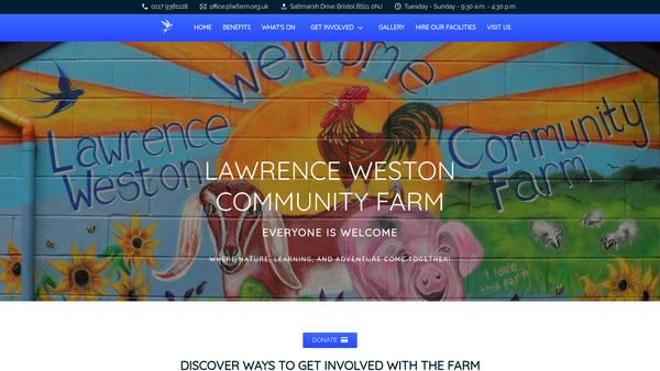 Screenshot of the Lawrence Weston Community Farm website