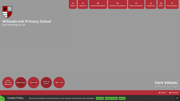 Screenshot of the Willowbrook Primary School Parent Teacher Association website