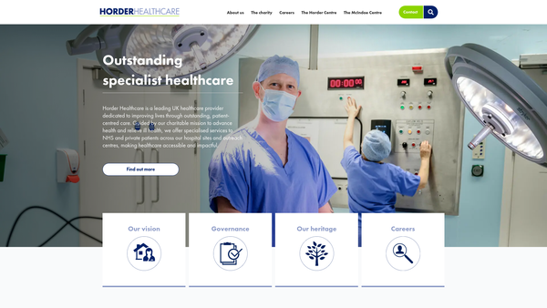 Screenshot of the Horder Healthcare website