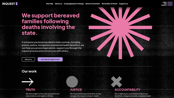 Screenshot of the Inquest Charitable Trust website