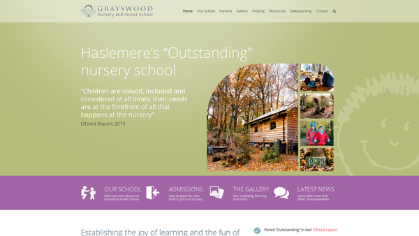 Screenshot of the Grayswood Nursery School website