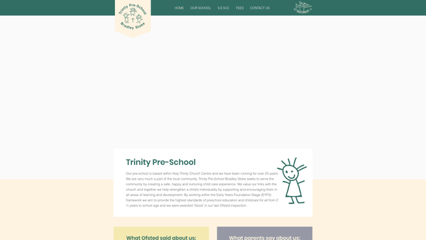 Screenshot of the Trinity Pre-School Bradley Stoke website