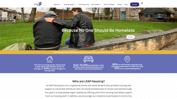 Screenshot of the Lincolnshire Employment Accommodation Project Limited website