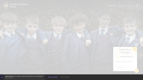 Screenshot of the St John The Baptist School (Woking) Parent Teacher Association website