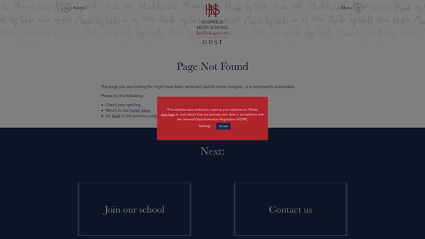 Screenshot of the Norwich High School Association website