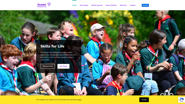 Screenshot of the Basingstoke East District Scout Council website