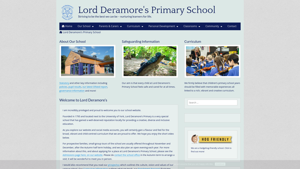 Screenshot of the Lord Deramore's School Fund website