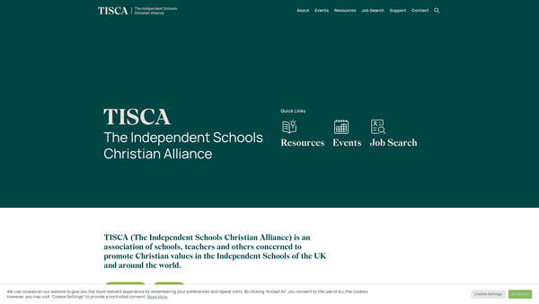 Screenshot of the The Independent Schools Christian Alliance website