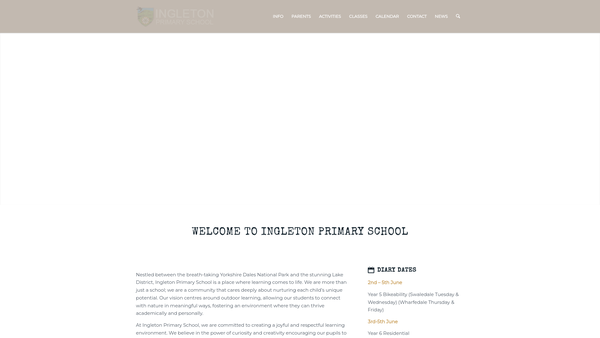 Screenshot of the Ingleton County Primary School Fund website