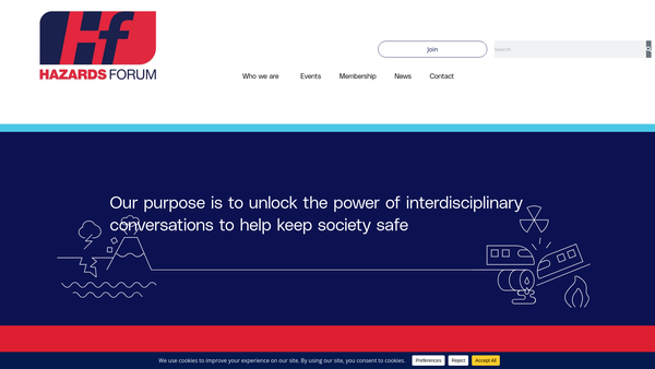 Screenshot of the The Hazards Forum website