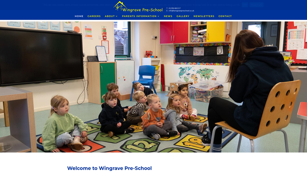 Screenshot of the Wingrave Pre-School website