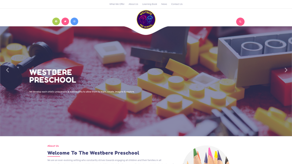 Screenshot of the Westbere Pre-School website