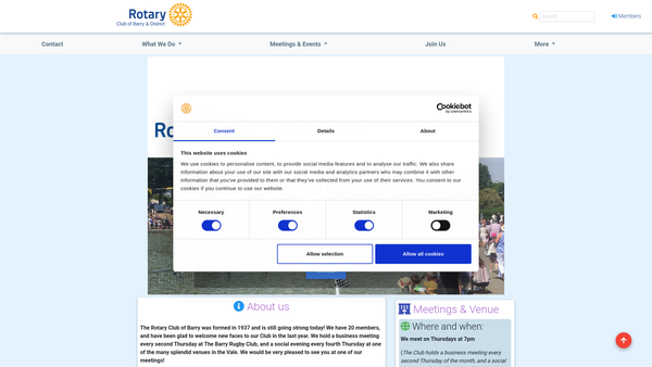 Screenshot of the Rotary Club Of Barry & District Charitable Trust website