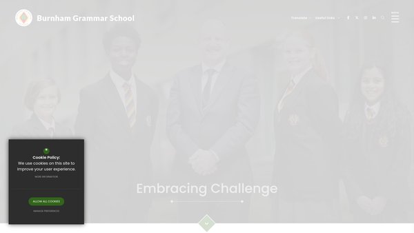 Screenshot of the Burnham Grammar School Parent-Teacher Association website
