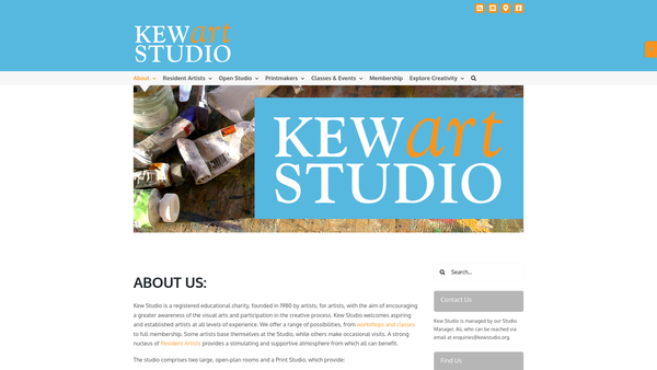 Screenshot of the Kew Studio website