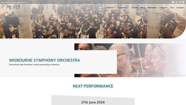 Screenshot of the Misbourne Orchestra website