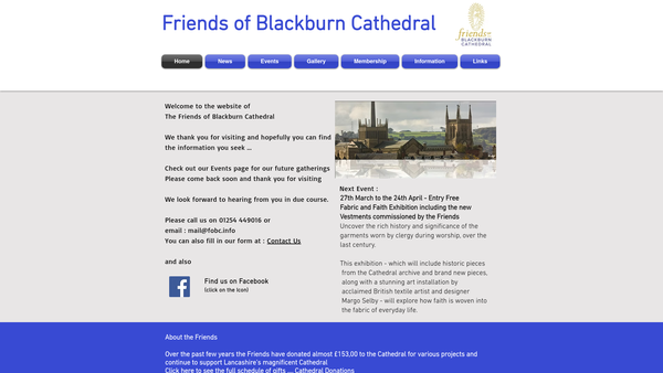 Screenshot of the Friends Of Blackburn Cathedral website