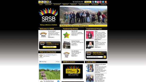 Screenshot of the The Sheffield Royal Society For The Blind website