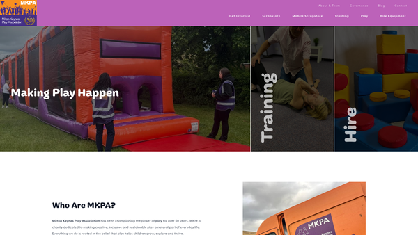 Screenshot of the Milton Keynes Play Association website