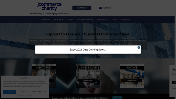 Screenshot of the JCommerce Charity Ltd website