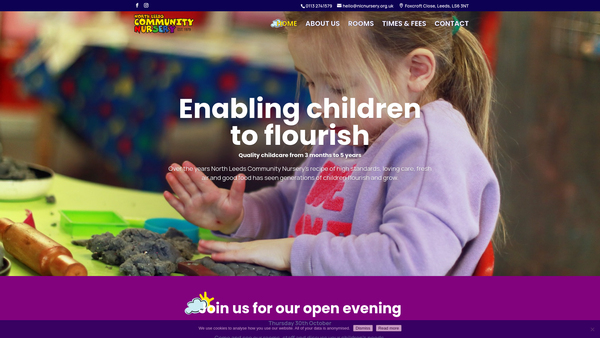Screenshot of the North Leeds Community Nursery website