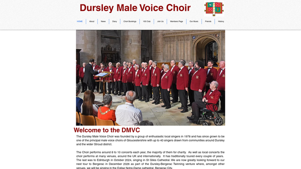 Screenshot of the Dursley Male Voice Choir website