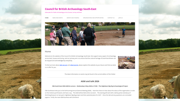 Screenshot of the Council For British Archaeology South East website
