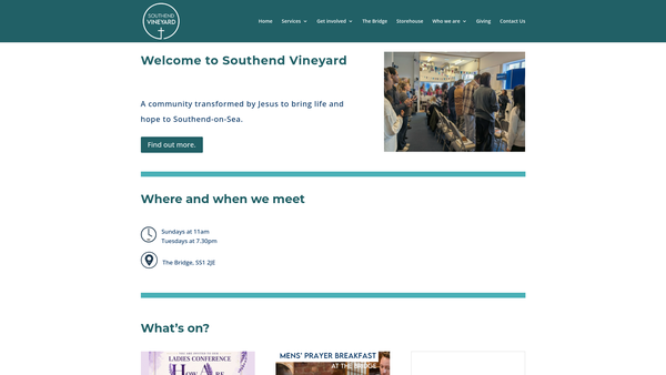 Screenshot of the Southend Vineyard website