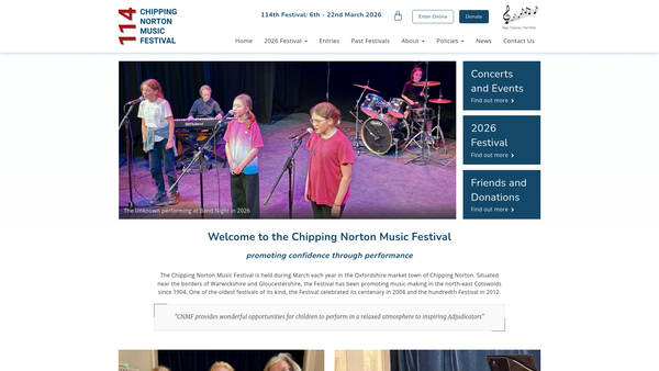 Screenshot of the The Chipping Norton Music Festival website