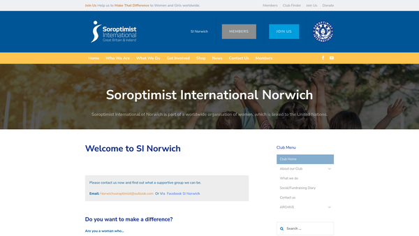 Screenshot of the Soroptimist International Of Norwich's Charitable Fund website