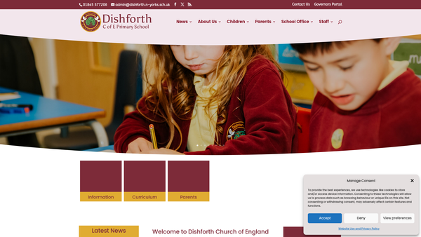 Screenshot of the Dishforth C E School Fund website