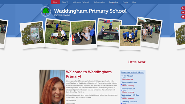 Screenshot of the Waddingham Primary School Fund website
