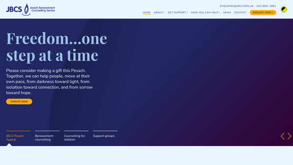Screenshot of the Jewish Bereavement Counselling Service website