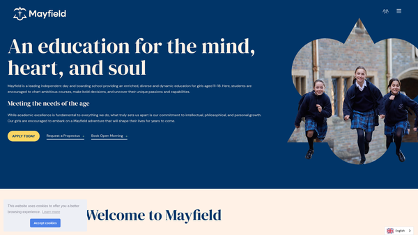 Screenshot of the Mayfield School Ltd website