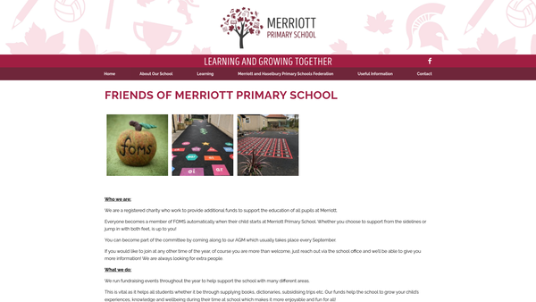 Screenshot of the Friends Of Merriott School Association website
