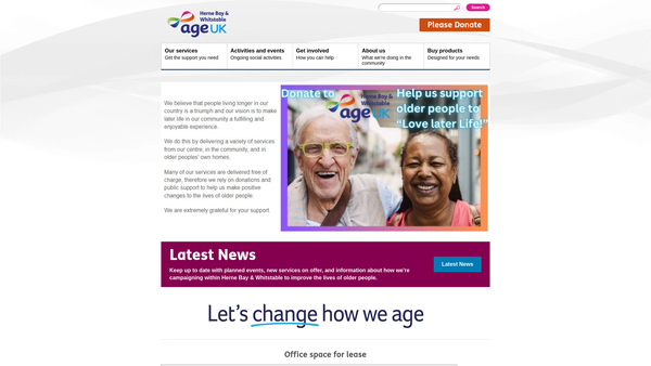 Screenshot of the Age Concern (Herne Bay) website