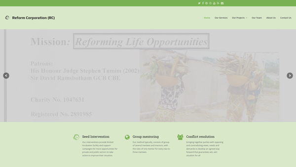 Screenshot of the Reform Corporation website