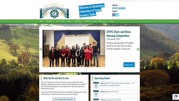 Screenshot of the Rea Valley Young Farmers Club website