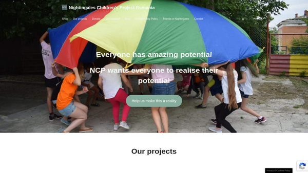 Screenshot of the Nightingales Childrens Project website