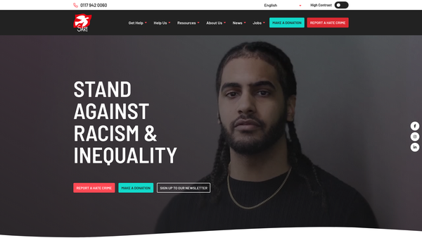 Screenshot of the Stand Against Racism & Inequality website