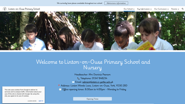 Screenshot of the Linton On Ouse County Primary School Fund website