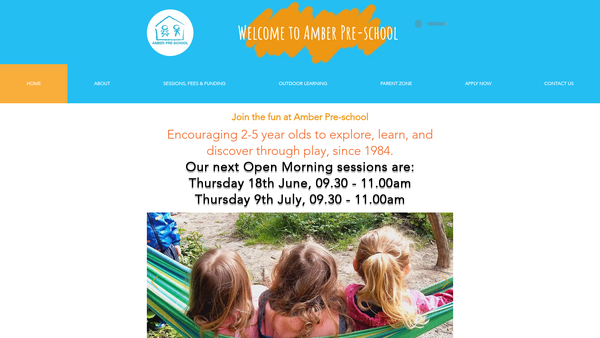Screenshot of the Amber Preschool website