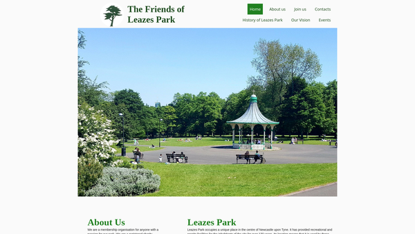 Screenshot of the The Friends Of Leazes Park website