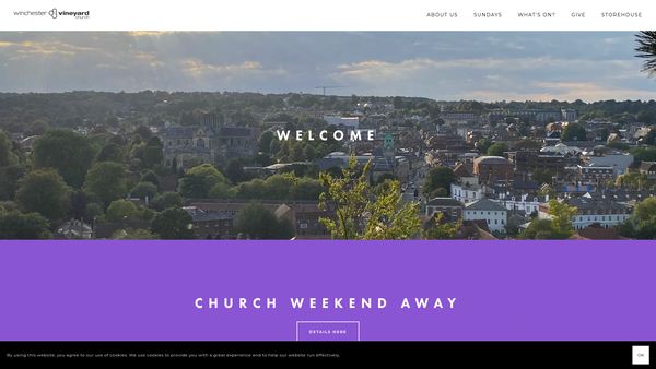 Screenshot of the Winchester Vineyard Christian Fellowship website