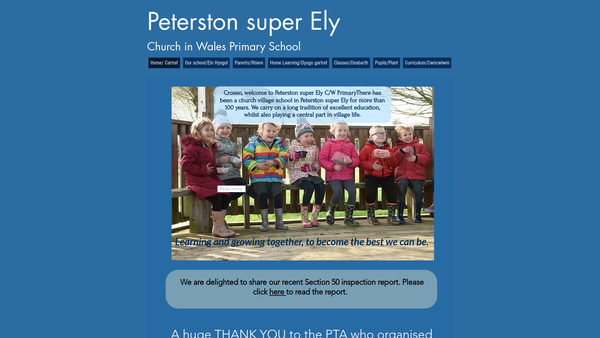 Screenshot of the Peterston Super Ely Church In Wales Primary School Parent Teacher Association website
